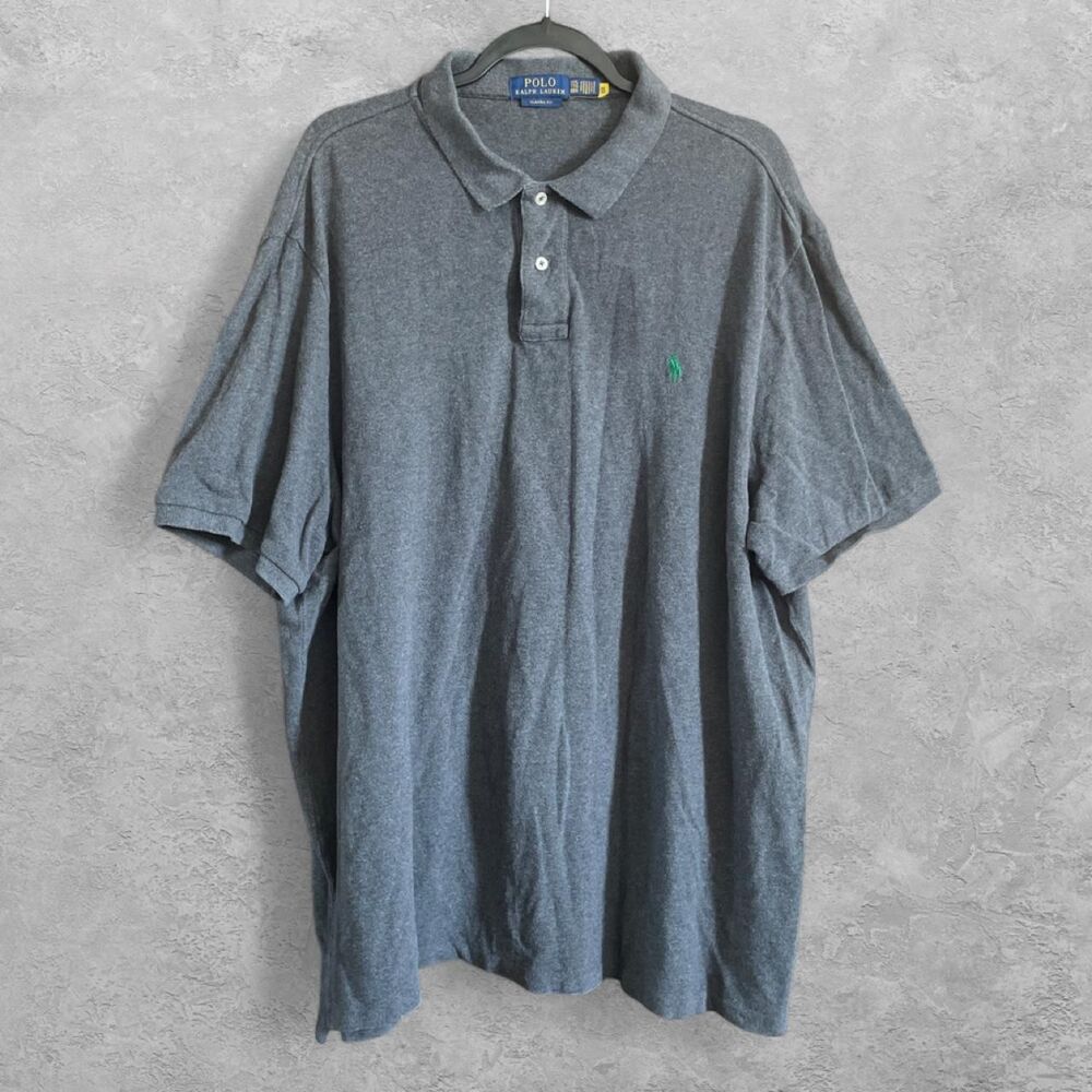 Polo Ralph Lauren Classic Fit Polo Heather Gray XXL Green Pony Preppy